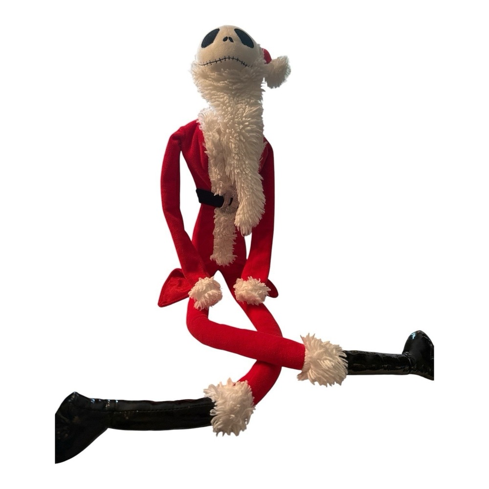 Disney Nightmare Before Christmas Jack Skellington Santa Plush Doll Poseable